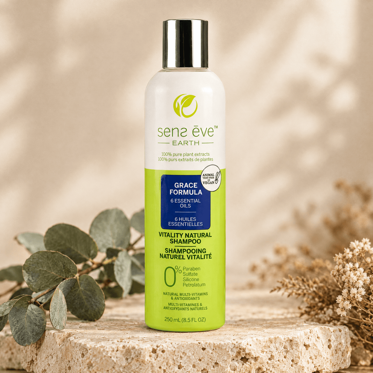 Vitality Natural Shampoo | Made with Essential Oils - 250 mL (8.5 fl. oz.) - Sens Ēve - simple
